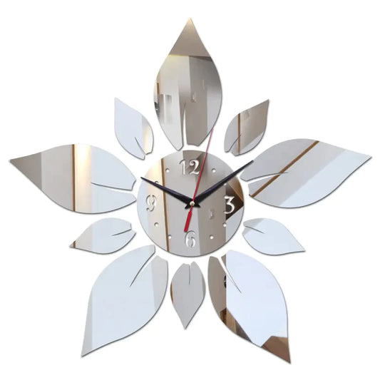 ( Flower Style) Acrylic Mirror Wall Clock